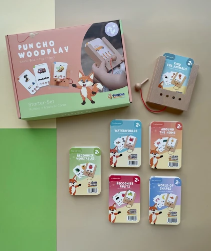 WiemTo zestaw dla dzieci 2+. Pudełko WiemTo i 6 zestawów kart gra dla dzieci