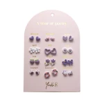 Kolczyki „ROK POEZJI” – Fioletowe, 12 par (wersja angielska)