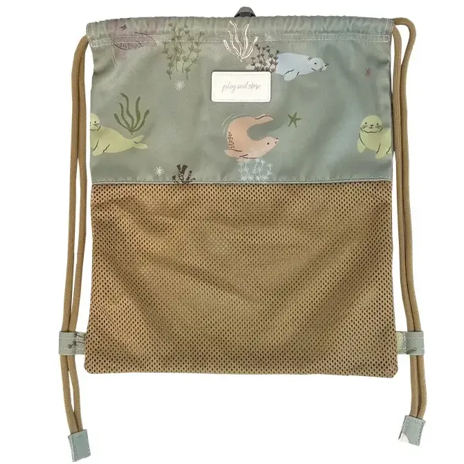 Plecak worek plażowy, gimnastyczny z siateczką seals/green Play&Store