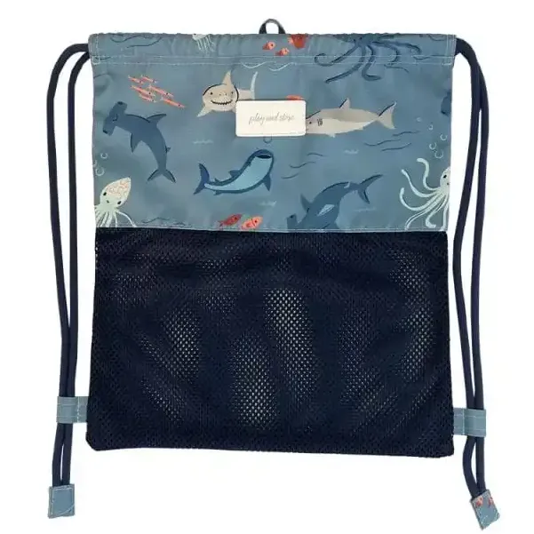 Plecak worek plażowy, gimnastyczny z siateczką sharks/blue Play&Store