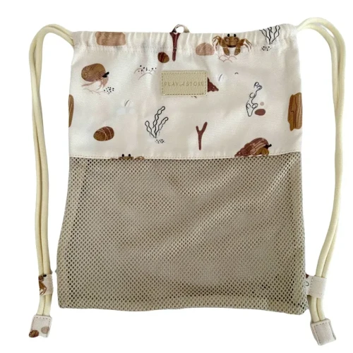Plecak worek plażowy, gimnastyczny z siateczką sand/beige Play&Store