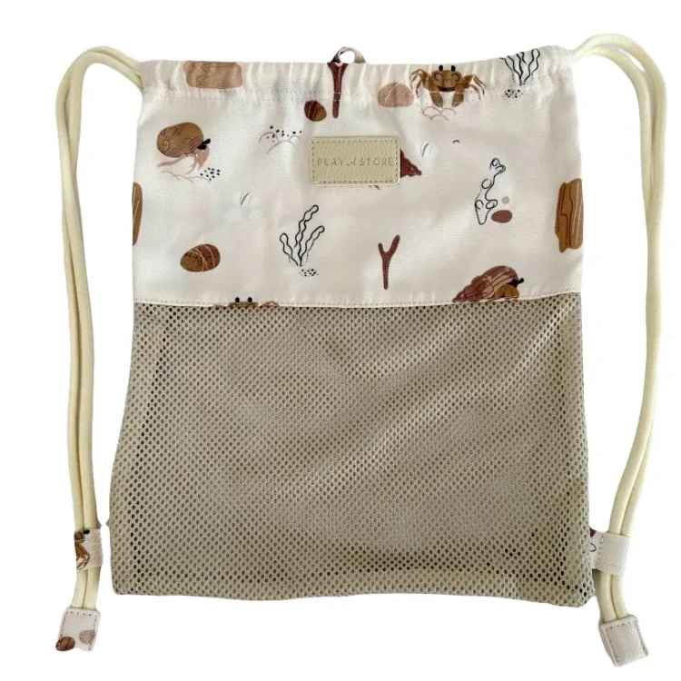 Plecak worek plażowy, gimnastyczny z siateczką sand/beige Play&Store