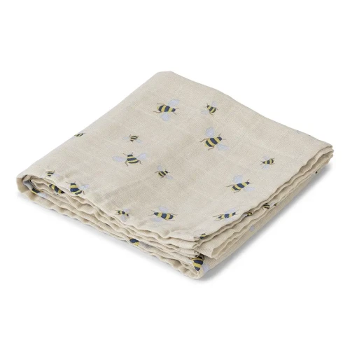 Kocyk muślinowy Swaddle Honeybee 100x100 cm Otulacz Vanilla Copenhagen Premium