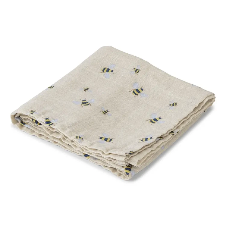 Kocyk muślinowy Swaddle Honeybee 100x100 cm Otulacz Vanilla Copenhagen Premium
