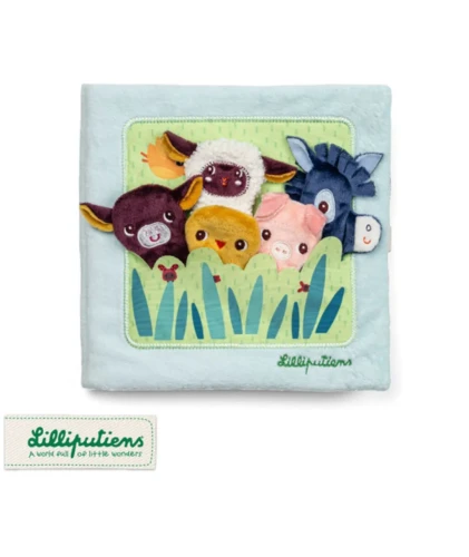 Książeczka aktywizująca z pacynkami zabawa z niemowlakiem Lilliputiens