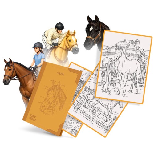 Wkłady do podświetlanego tabletu do odrysowywania za pomocą ołówka 8 lat+ Kidywolf - Horses 30 szt.