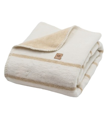 Kocyk bawełniany Zaffiro Alba Beige 75 × 100 cm – beżowy w paski