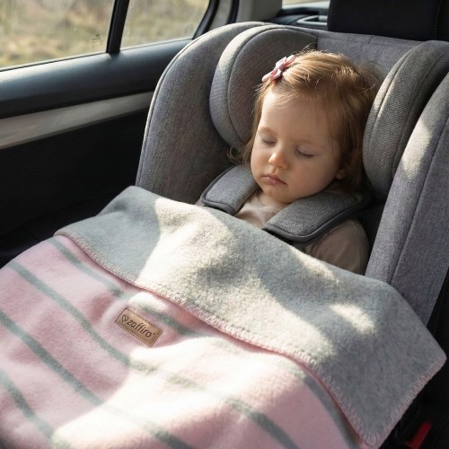Kocyk bawełniany Zaffiro Alba Baby Pink 75 × 100 cm – różowy w paski