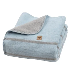 Kocyk bawełniany Zaffiro Alba Baby Blue 75 × 100 cm – błękitny w paski