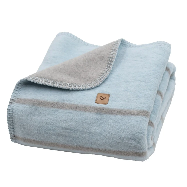 Kocyk bawełniany Zaffiro Alba Baby Blue 75 × 100 cm – błękitny w paski