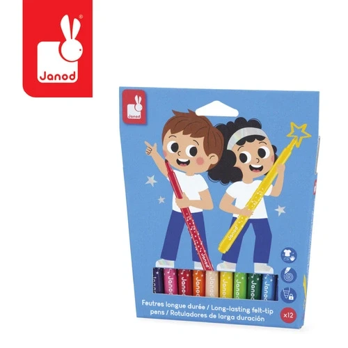 Flamastry pisaki z filcową końcówką 12 kolorów 3+