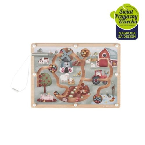 Magnetyczny labirynt Little Farm FSC - drewniane zabawki edukacyjne montessori