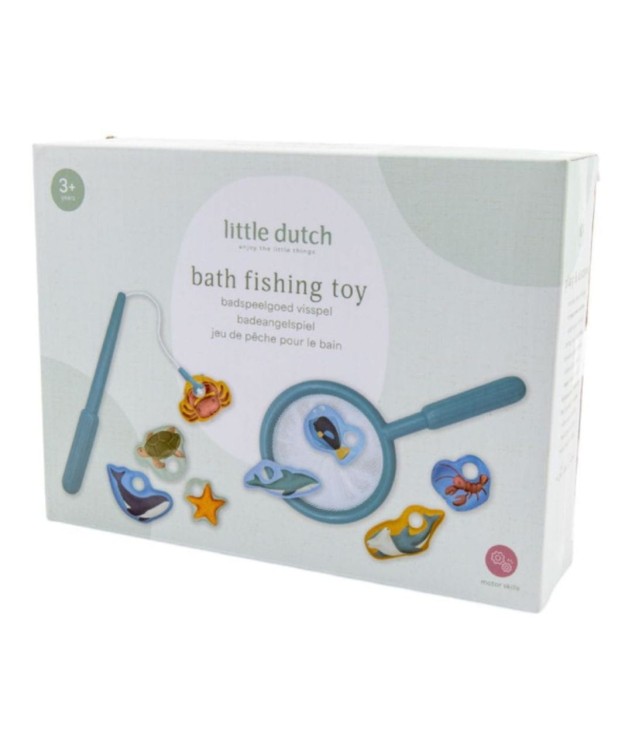 Gra zręcznościowa łowienie rybek- błękit Little Dutch - zabawki do kąpieli dla 2 latka