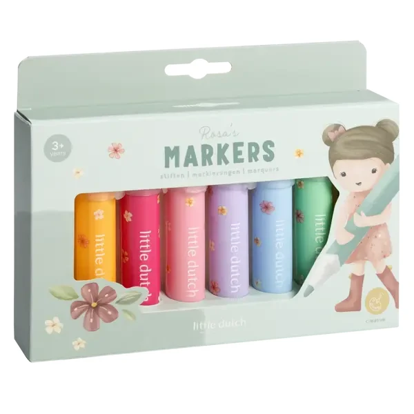Grube markery flamastry dla dwulatki Rosa & Friends Little Dutch
