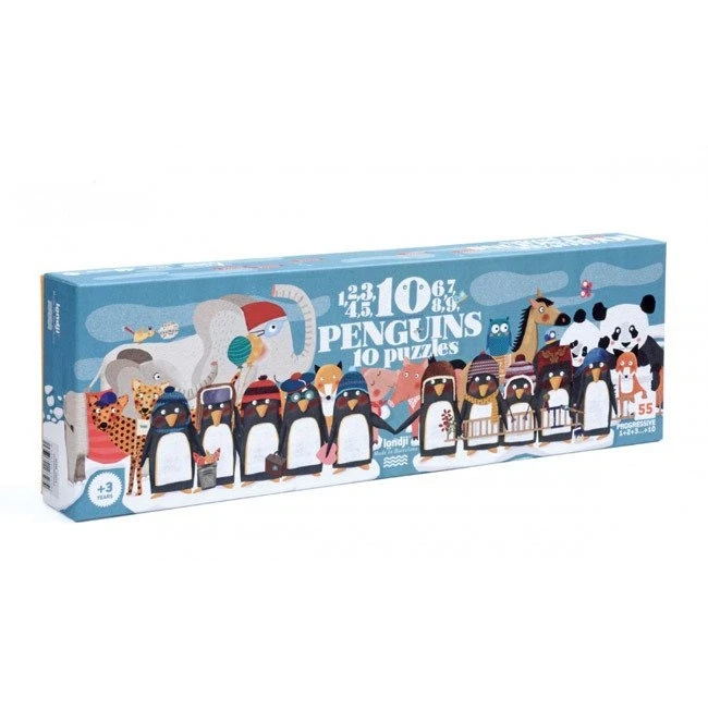 Puzzle dla dzieci nauka liczenia Pingwinki Londji
