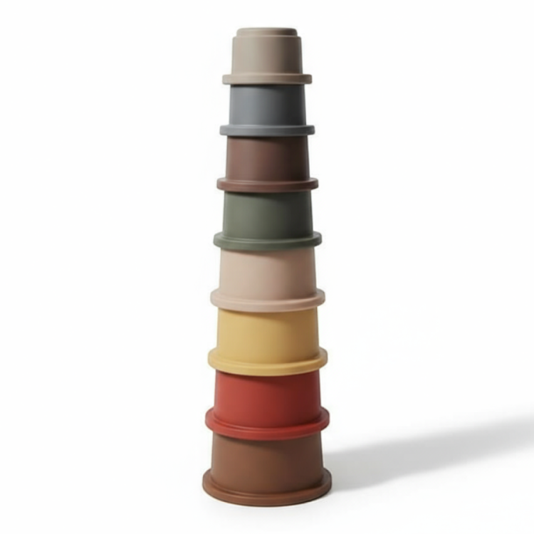 Mushie Piramidka Sensoryczna z Kubeczków - Stacking Cups Retro