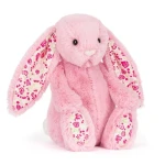 Króliczek LUX Różowy z Kwiecistymi Uszami 31 cm